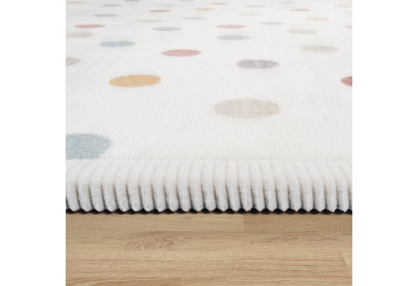 KADIMA DESIGN Kinderteppich waschmaschinenwaschbar Punkte Kindermotiv Kinderzimmer Kinderteppich, Läufer, Höhe: 24 mm, Florhöhe: 20 mm, 100% Polyester, Rechteckig, 80x150cm, Mehrfarbig Bild 5