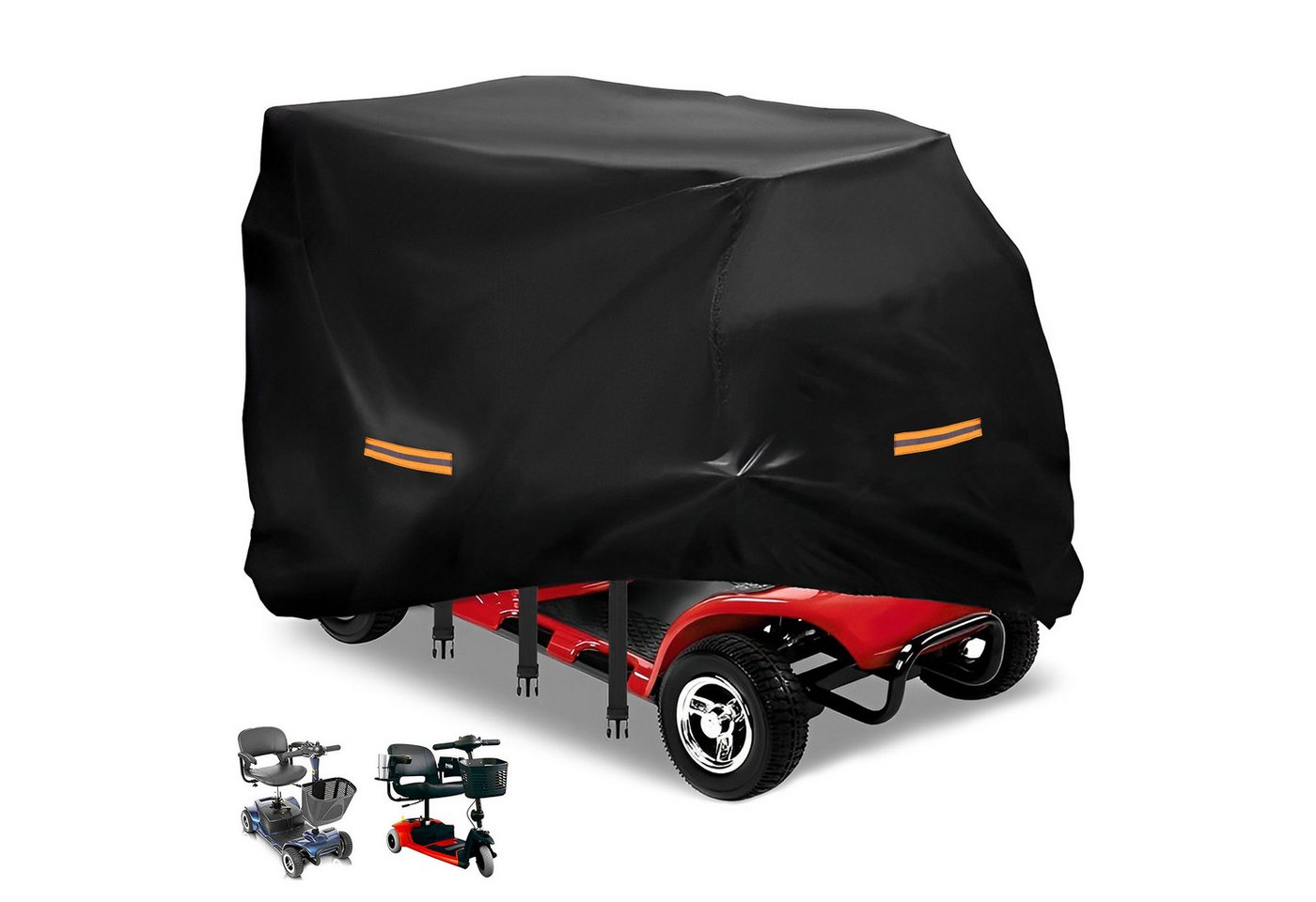 BlingBin Faltgarage Elektromobil Abdeckhaube Wasserdicht, Abdeckung für Mobilitätsroller (1er Set, 1-St., Abmessungen: 124 × 58 × 99 cm), Outdoor-Regenschutz mit Gummiband für Behinderten-Roller, Schwarz Bild 5