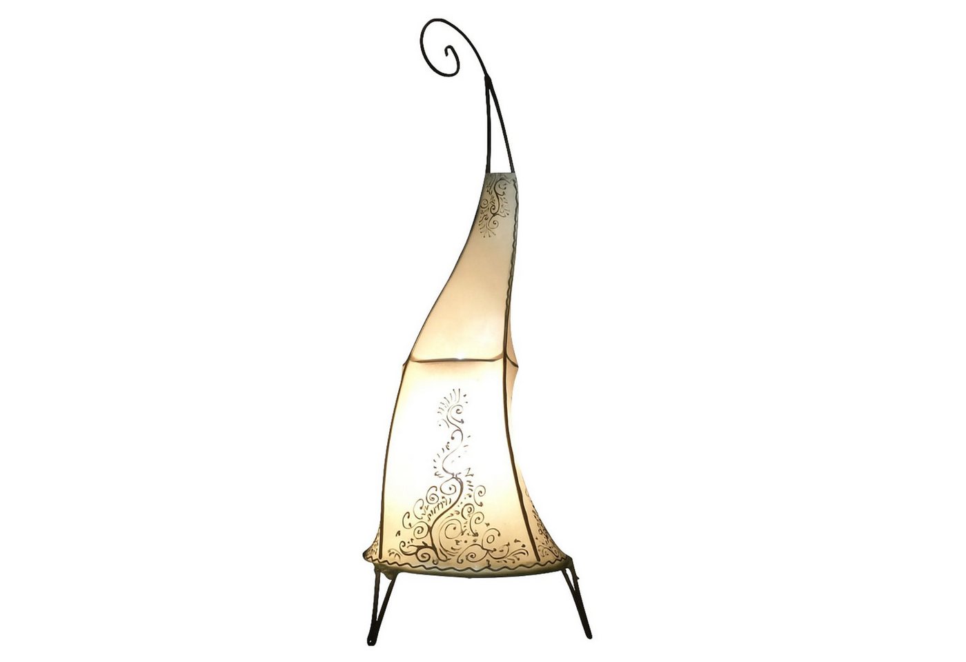 Marrakesch Orient & Mediterran Interior Stehlampe Orientalische Hennaleuchte Daya handgefertigt aus Leder in Beige 70 cm, Handwäsche
