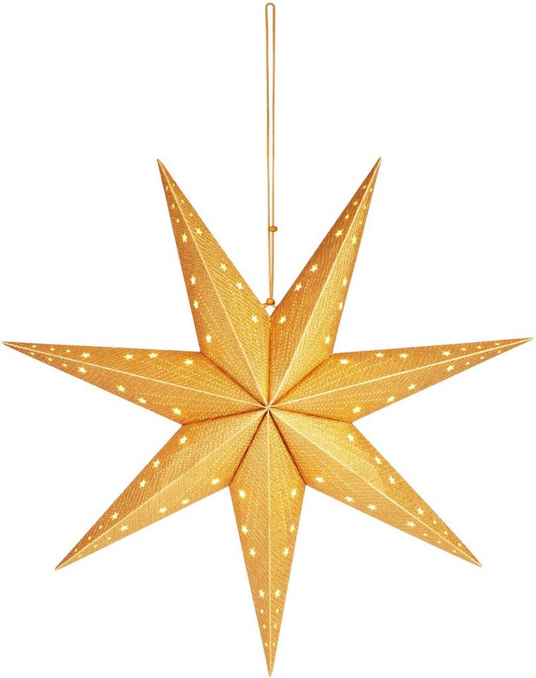 BRUBAKER LED Stern Weihnachtsstern zum Aufhängen - 60 cm Papierstern mit 7 Spitzen, Batteriebetrieben, Hängend und Beleuchtet, LED fest integriert, Warmweiß, 3D Adventsstern - Fenster Deko Leuchtstern Bild 3