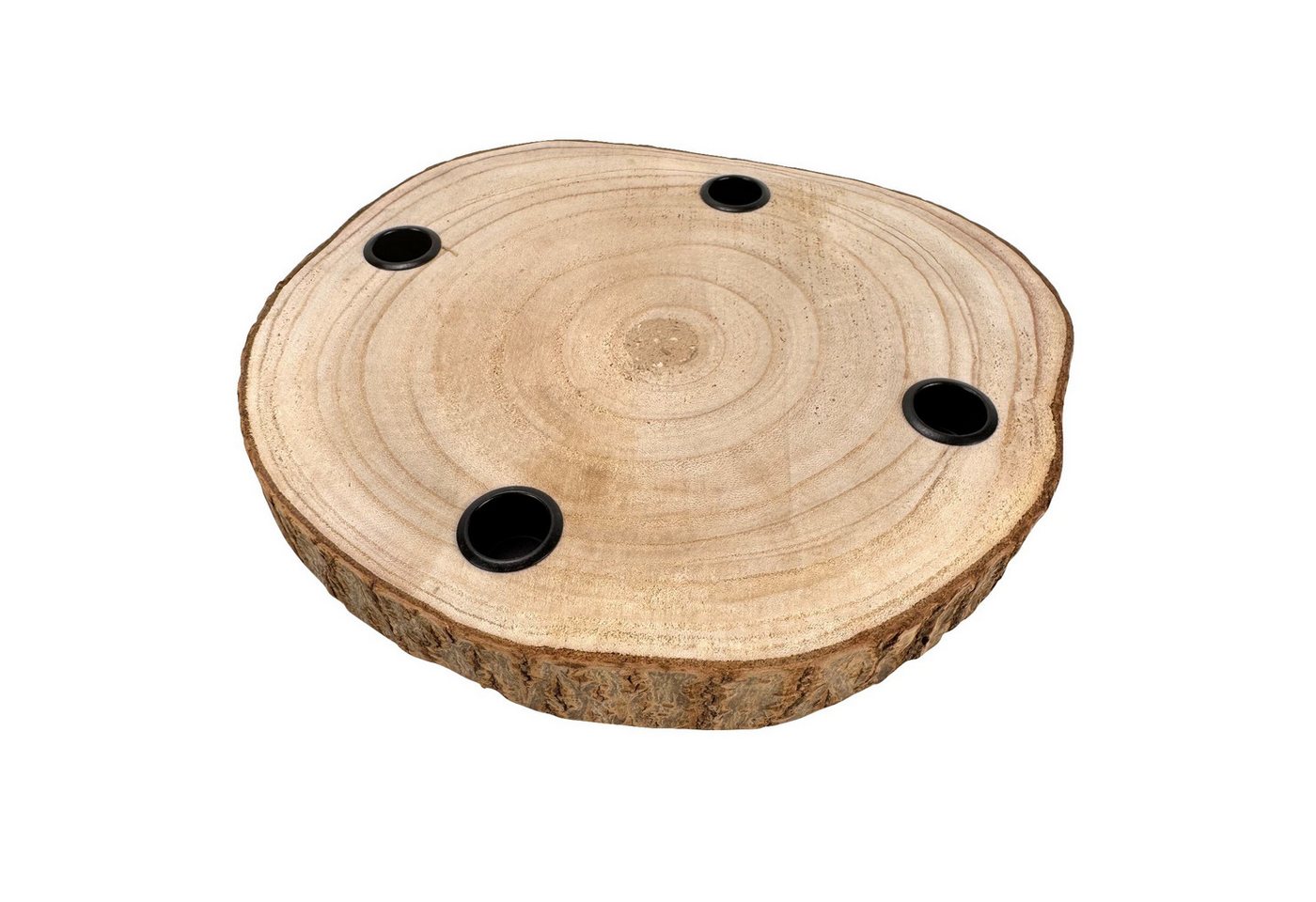 Online-Fuchs Adventskranz für Stabkerzen, Kerzenhalter aus einer Holz Baumscheibe Weihnachtsdeko, bietet Platz für eigene kreative Ideen