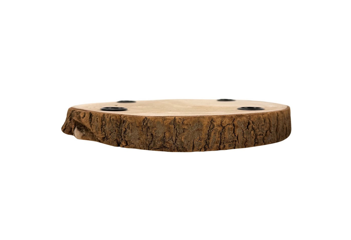 Online-Fuchs Adventskranz für Stabkerzen, Kerzenhalter aus einer Holz Baumscheibe Weihnachtsdeko, bietet Platz für eigene kreative Ideen Bild 3
