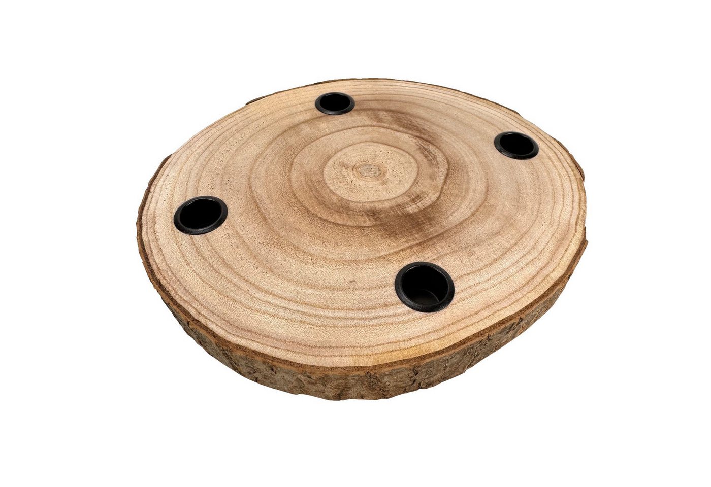 Online-Fuchs Adventskranz für Stabkerzen, Kerzenhalter aus einer Holz Baumscheibe Weihnachtsdeko, bietet Platz für eigene kreative Ideen Bild 5