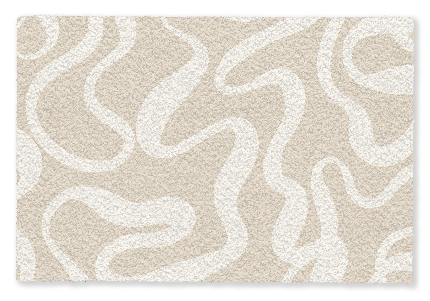 MuchoWow Fußmatte Linien - Abstrakt - Beige - Weiß - Minimalistisch, Rechteckig, innen Schmutzfangmatte, Tür, Schmutzfänger Flur, Teppich 60x40 cm