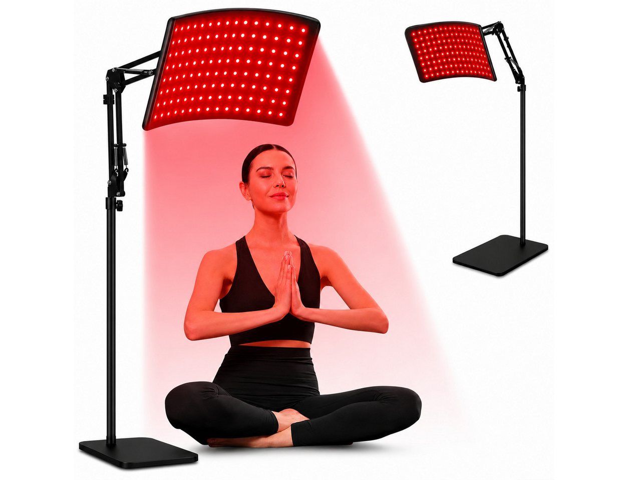 Fyrove Infrarotlampe LED, Rotlichtpanel, Nahinfrarotlampe für Gesicht und Körper, Rotlichtgerät mit Standfuß für Wellness, Beauty, Zuhause und Alltag, 120 Dual-Chip-LEDs, 660/850 nm, gebogenes Panel, flexibler Standfuß Bild 4
