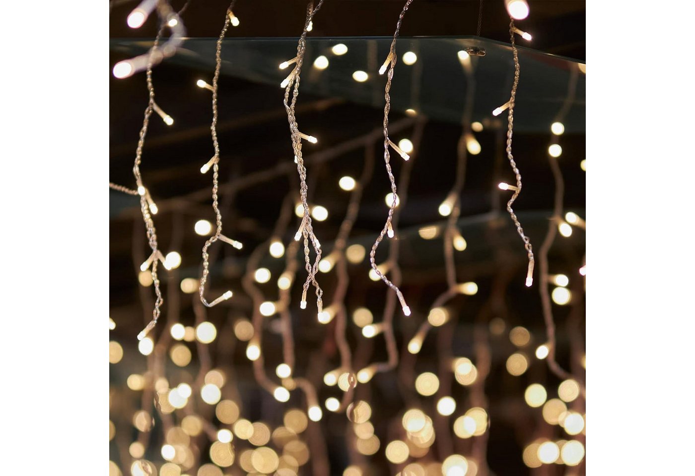 Salcar LED-Lichtervorhang LED Lichterkette Eisregenvorhang Außen, 8 Beleuchtungsmodi, Timer, Spritzwassergeschützt, 2m 100 LED Warmweiß