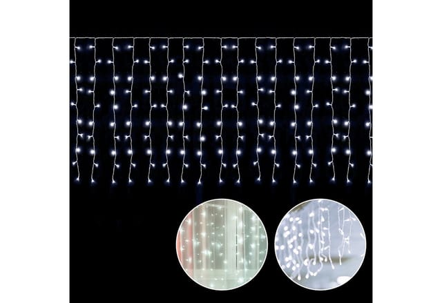 Salcar LED-Lichtervorhang LED Lichterkette Eisregenvorhang Außen, 8 Beleuchtungsmodi, Timer,Spritzwassergeschützt, 2m 100 LED Kaltweiß