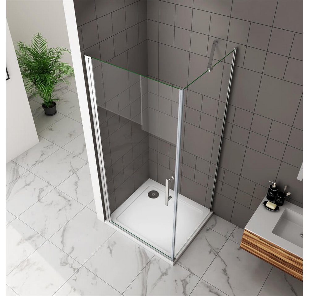 duschspa Eckdusche 185cm ESG Nano Glas Drehtür + Seitenwand Eckdusche Duschkabine, BxT: 80x70 cm, Einscheibensicherheitsglas, Sicherheitsglas, Set, ebenerdiger Einbau möglich Bild 2