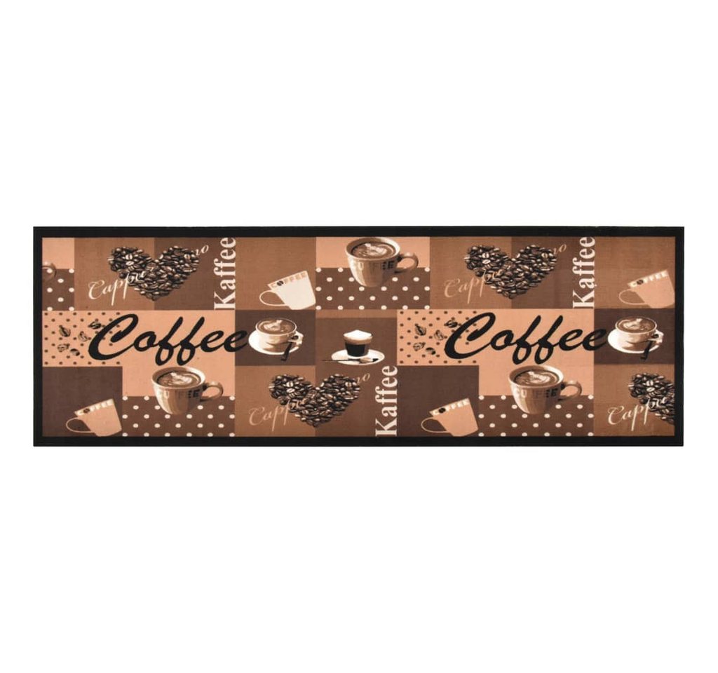 furnicato Teppich Trendige Bodenmatte 180 x 60 cm in Kaffee-Aufdruck Braun, 60 x 180 cm, Maschinenwaschbarer Teppichläufer mit rutschfester Latexbasis