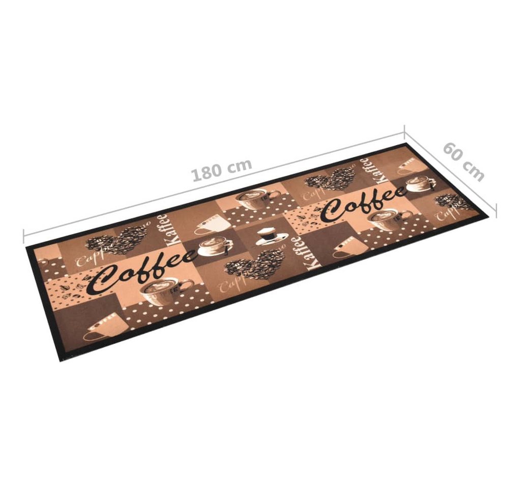 furnicato Teppich Trendige Bodenmatte 180 x 60 cm in Kaffee-Aufdruck Braun, 60 x 180 cm, Maschinenwaschbarer Teppichläufer mit rutschfester Latexbasis Bild 3