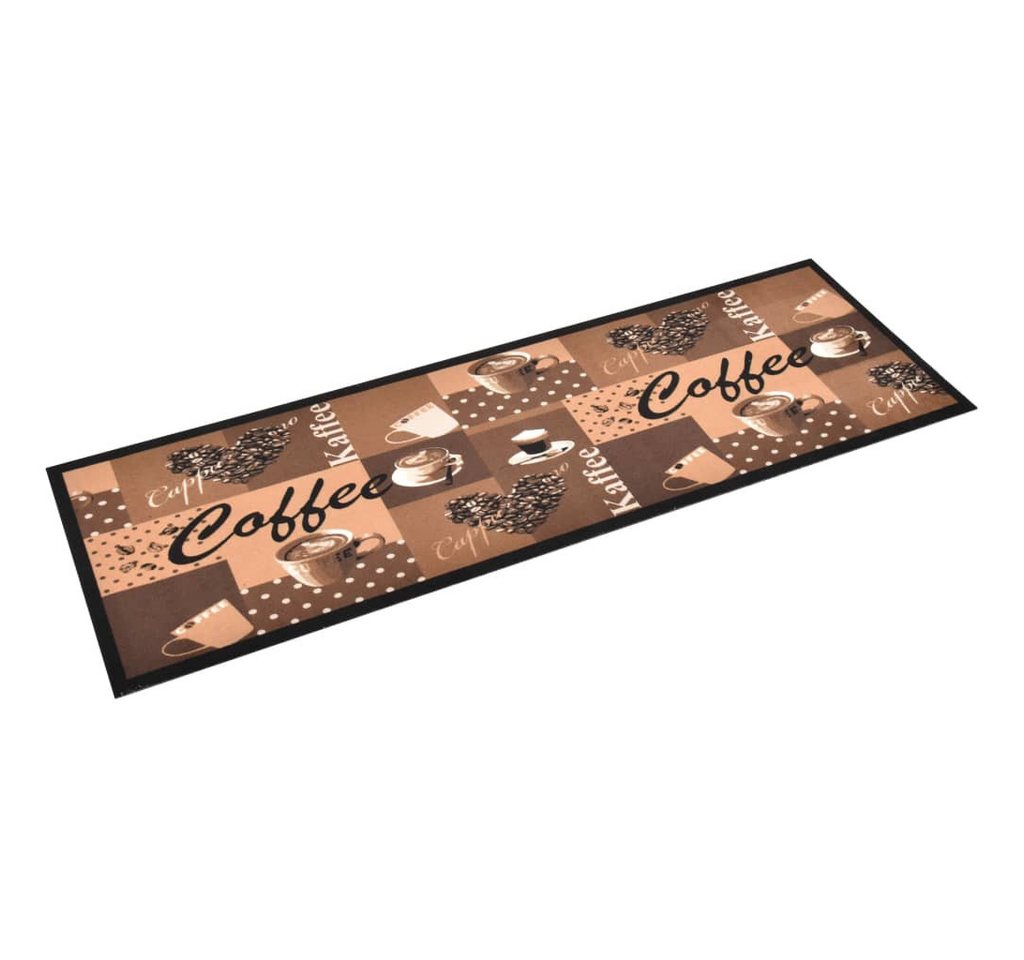 furnicato Teppich Trendige Bodenmatte 180 x 60 cm in Kaffee-Aufdruck Braun, 60 x 180 cm, Maschinenwaschbarer Teppichläufer mit rutschfester Latexbasis Bild 4