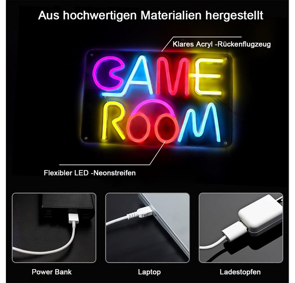 TUWENA LED Dekofigur Spielzimmer Neonlichter Wanddekoration Farbe LED Neon Lichter, Spiellicht 2