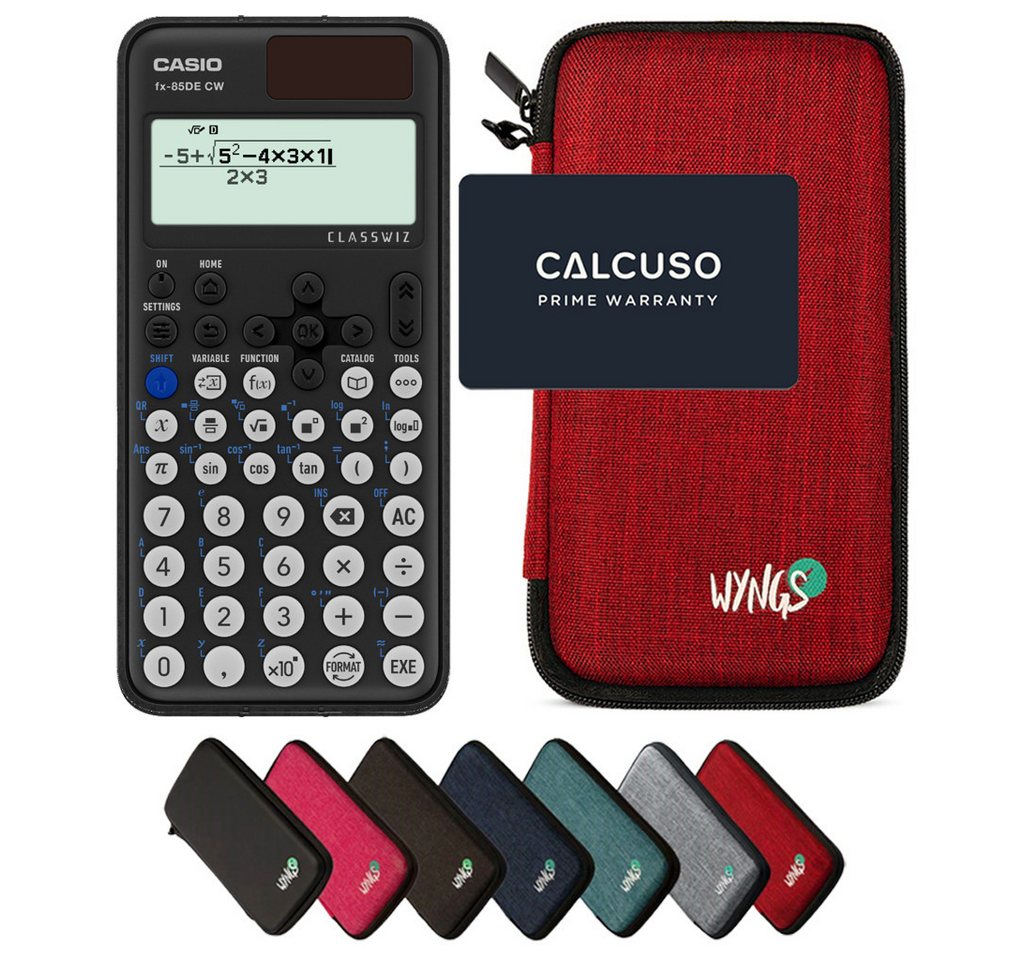 CASIO Taschenrechner fx-85DE CW ClassWiz inkl. WYNGS Schutztasche Rot Bild 2