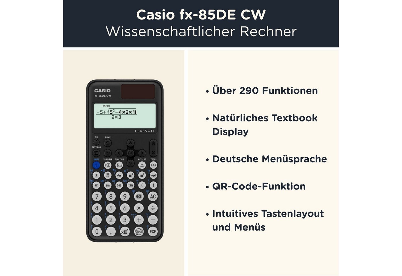 CASIO Taschenrechner fx-85DE CW ClassWiz inkl. WYNGS Schutztasche Rot Bild 5
