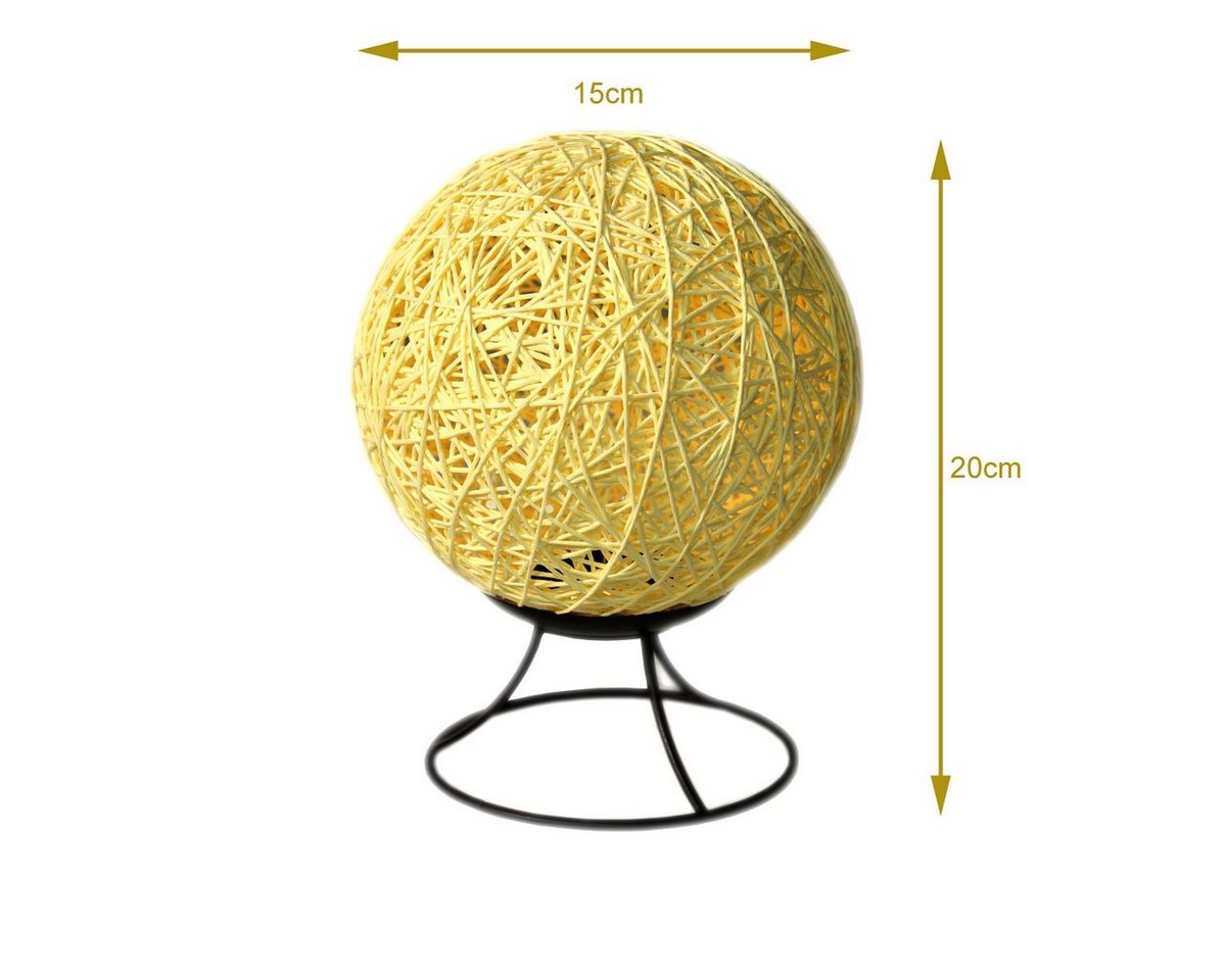 RADOLEO Tischleuchte Nachttischlampe NEST Bastkugel Tischleuchte dimmbar 20cm USB beige, LED Classic Bild 4