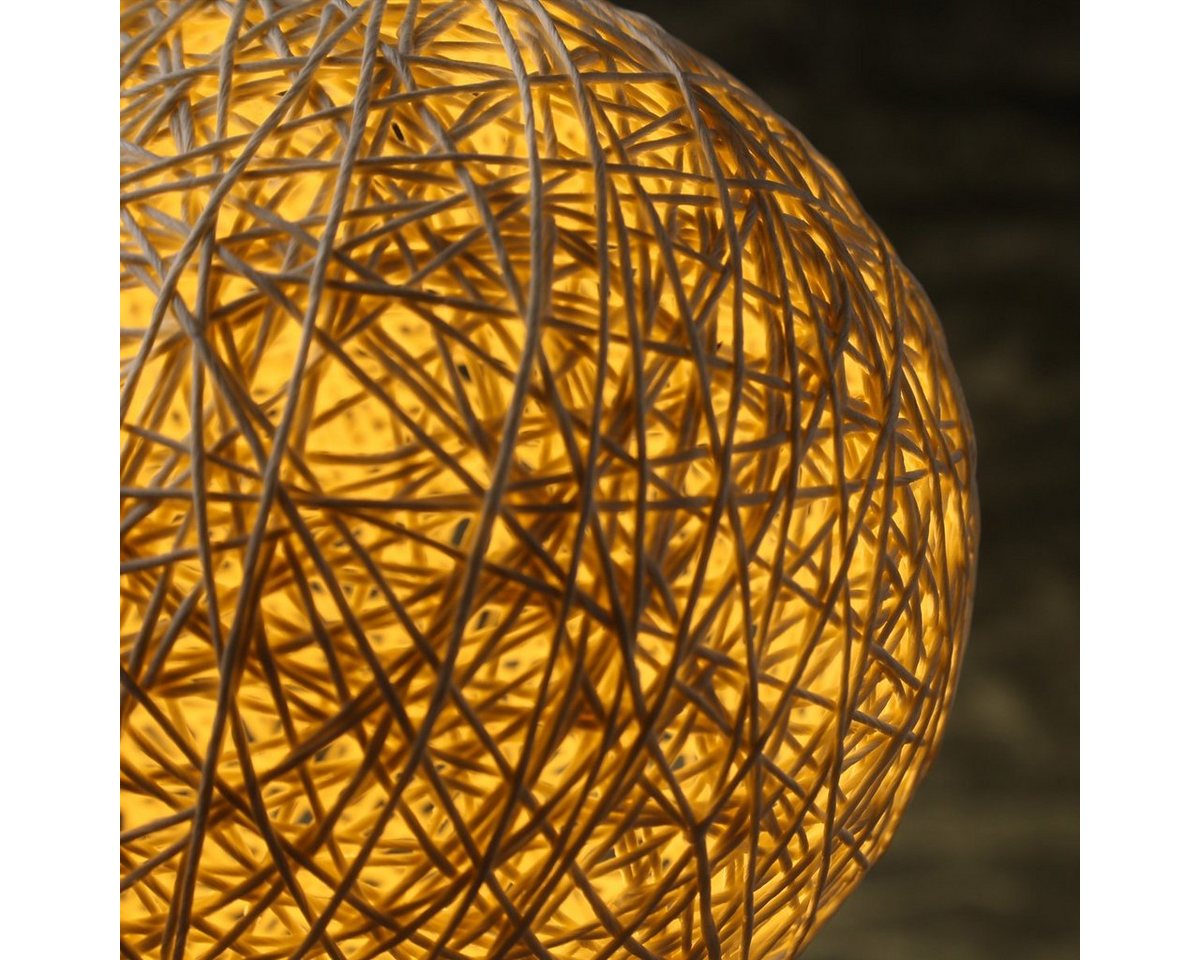 RADOLEO Tischleuchte Nachttischlampe NEST Bastkugel Tischleuchte dimmbar 20cm USB beige, LED Classic Bild 5