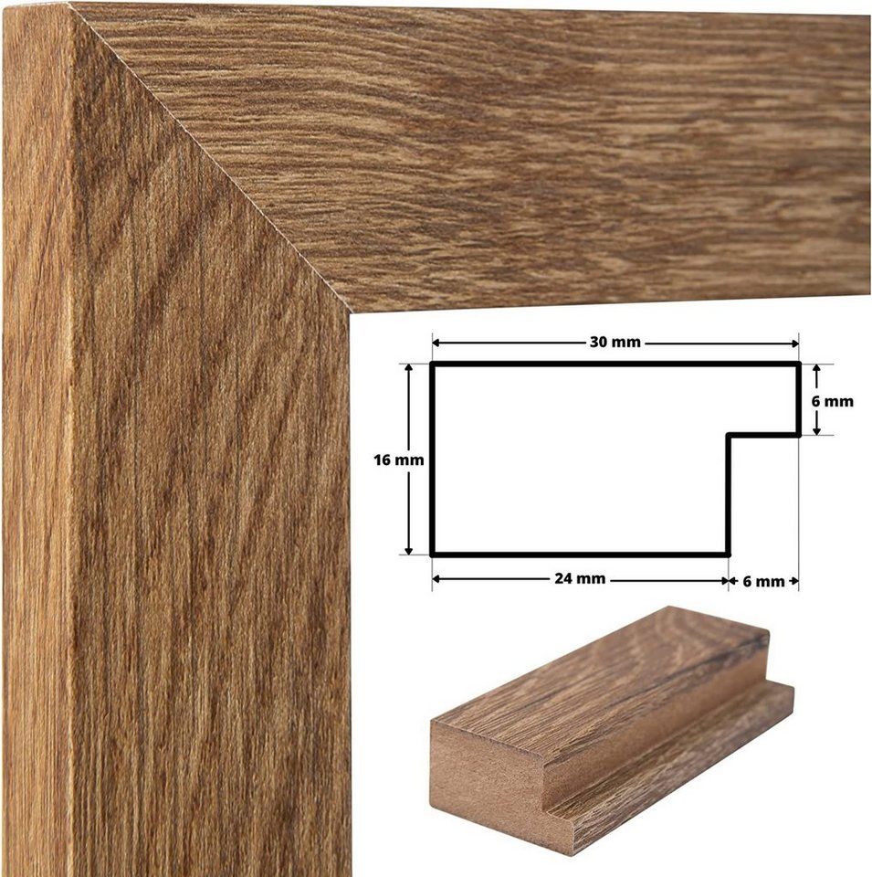 Clamaro Bilderrahmen Bilderrahmen Eiche Altholz CLAMARO Collage nach Maß FSC® Holz Modern eckig M3016 10x10 in Eiche Altholz Bild 4