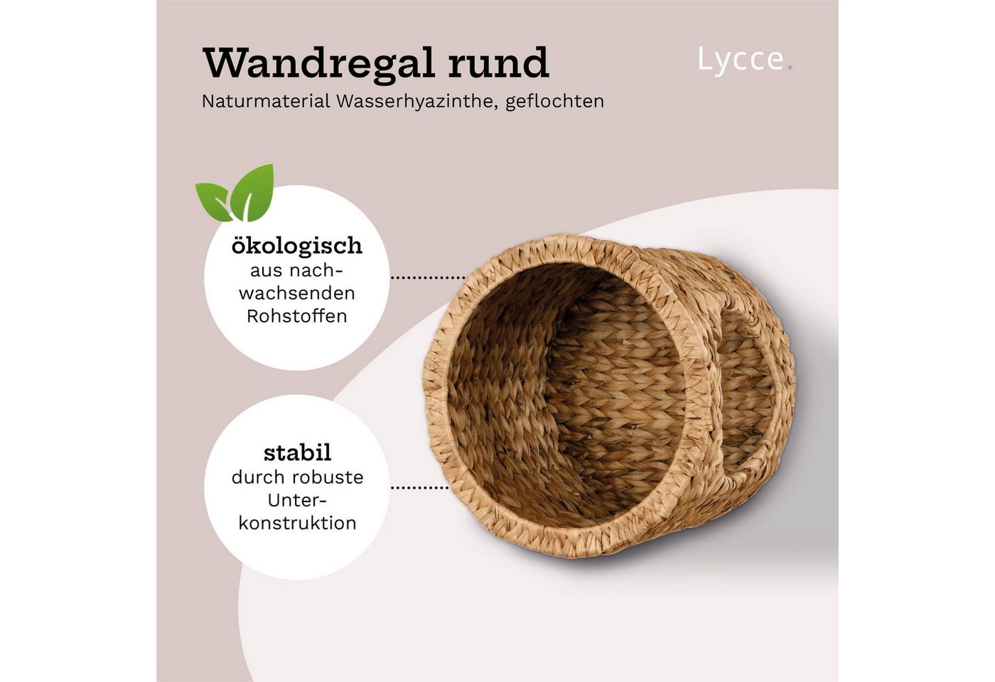 Lycce Wandregal Wandregal Badezimmer Regal geflochten aus Wasserhyazinthe, 2-tlg. Bild 3