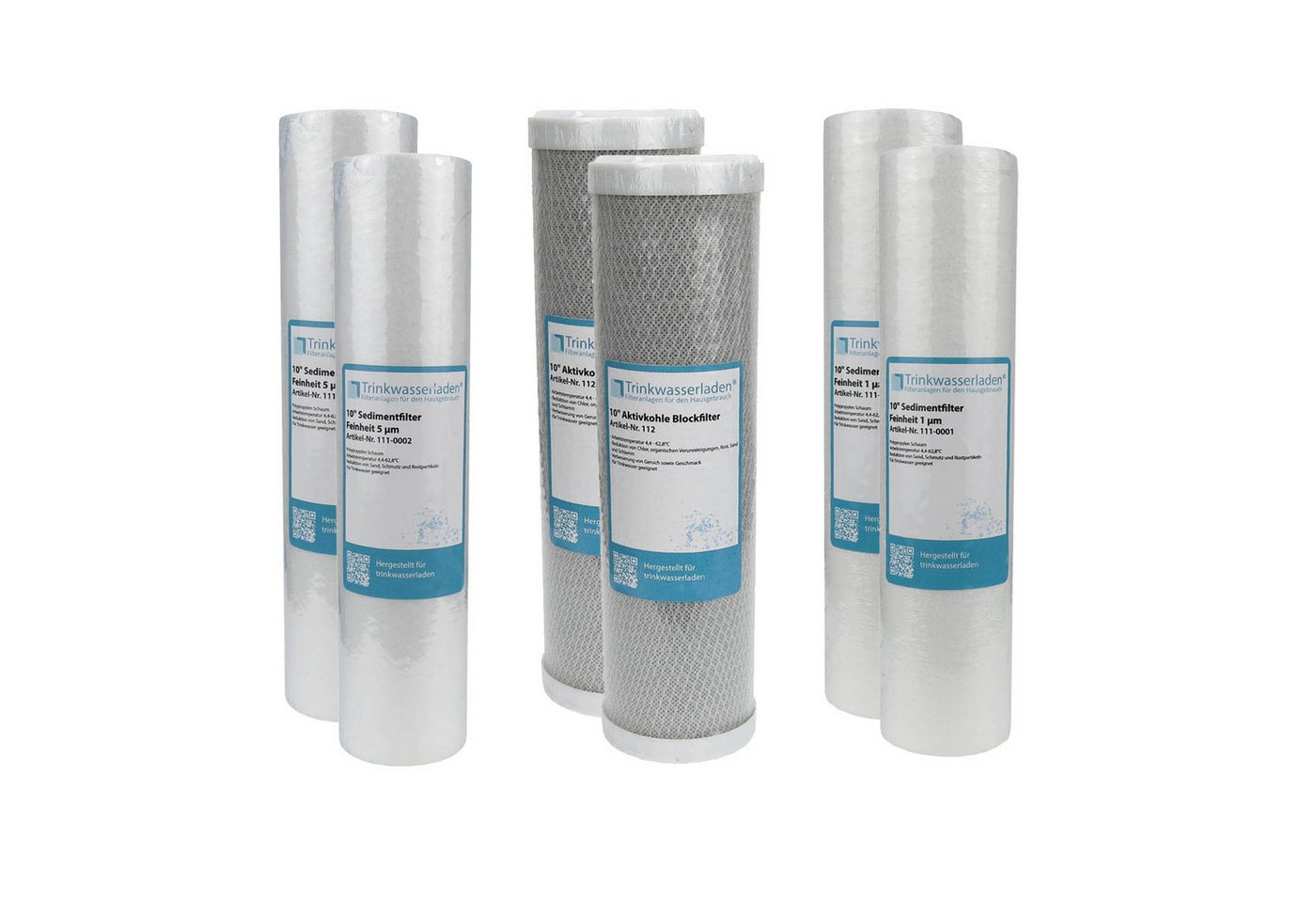 Trinkwasserladen Filtereinsatz, 1 Jahr Filter Set 10" 6-teilig Umkehrosmose RO Sediment Aktivkohle