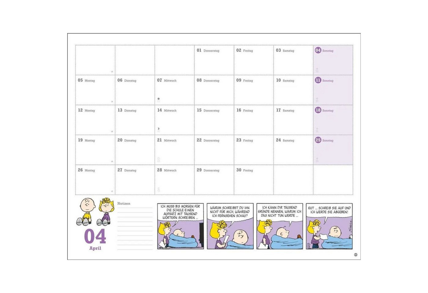 HEYE Wandkalender Peanuts Monatsplaner 2027 Bild 3