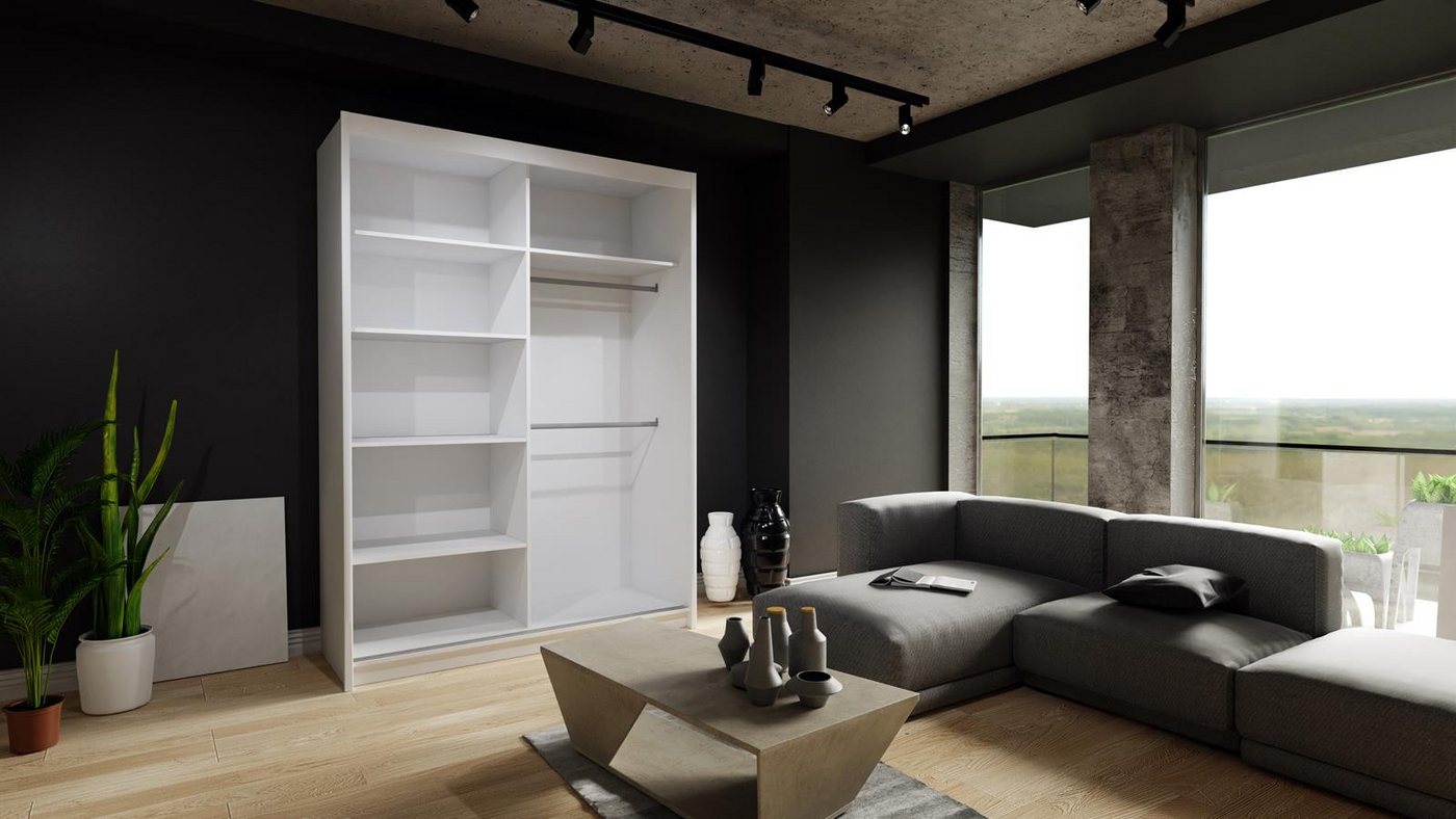Compleo Schwebetürenschrank mit Spiegel und Lamellen ROY, Modern design