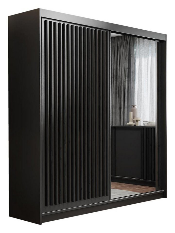 Compleo Schwebetürenschrank mit Spiegel und Lamellen ROY, Modern design Bild 3