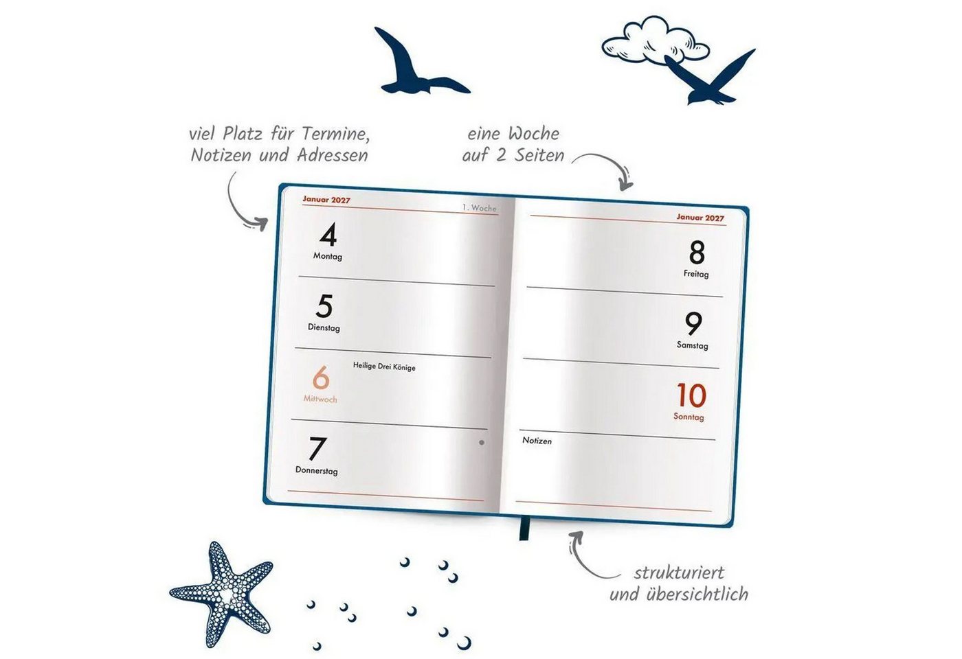 Trötsch Verlag Taschenkalender TRÖTSCH - Taschenkalender A7 Soft Touch Maritim 2027 Bild 4