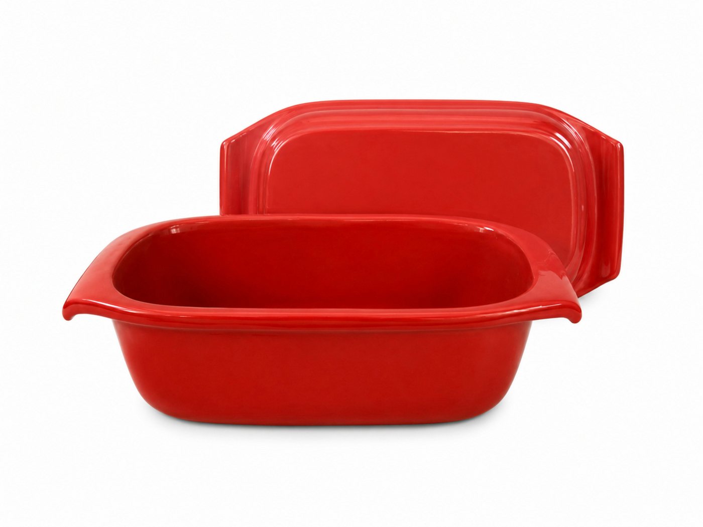 KERAZO Brotbackform 3,5L Keramik Bräter mit Deckel Brottopf Auflaufform 33x16x14cm, rot, Für knuspriges Brot und saftige Ofengerichte Bild 3