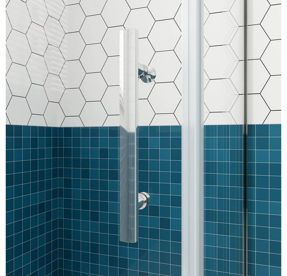 duschspa Komplettdusche U-Duschkabine 185cm 6mm ESG Drehtür Duschtür Glastür Pendeltür, BxT: 80x70 cm, Einscheibensicherheitsglas, Sicherheitsglas, Set, ebenerdiger Einbau möglich Bild 3