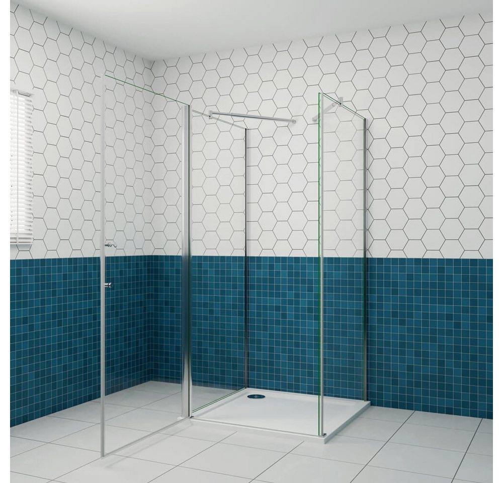 duschspa Komplettdusche U-Duschkabine 185cm 6mm ESG Drehtür Duschtür Glastür Pendeltür, BxT: 80x70 cm, Einscheibensicherheitsglas, Sicherheitsglas, Set, ebenerdiger Einbau möglich Bild 5