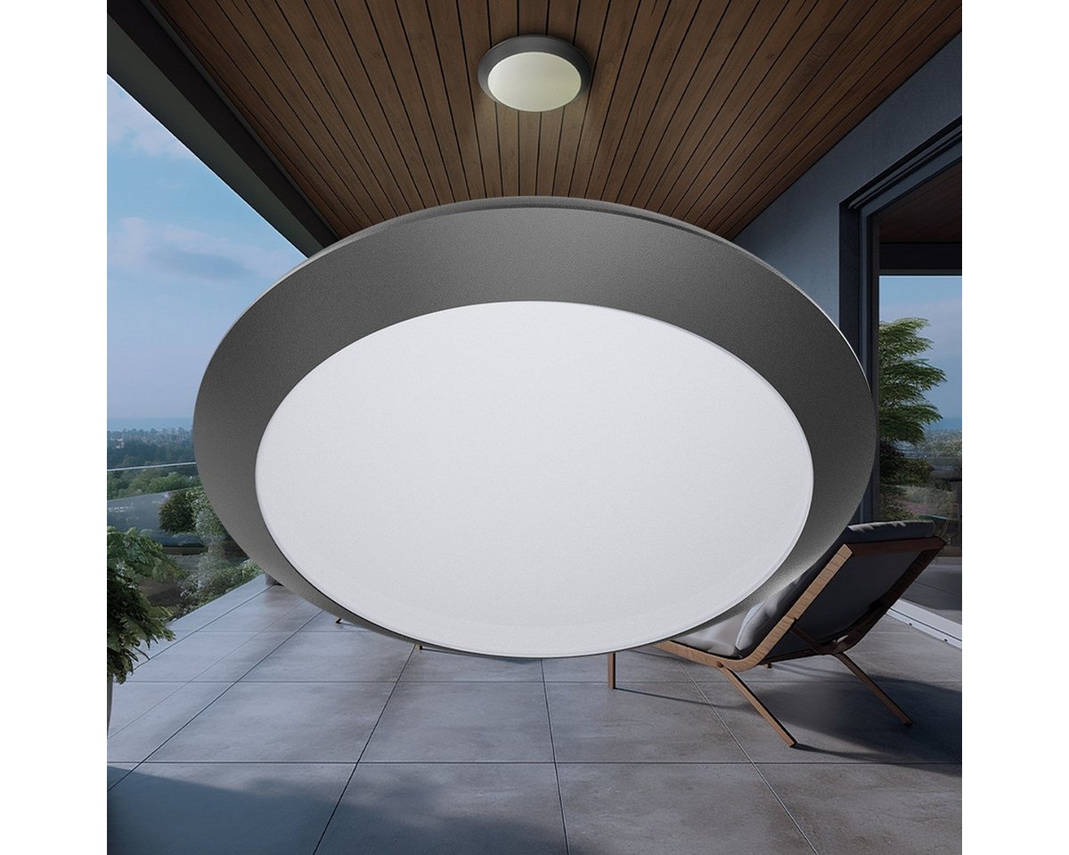 Braytron LED Deckenleuchte Deckenleuchte Deckenlampe Deckenlicht E27 Grau Eingang Flur A, ohne Leuchtmittel, IP65 wasserdicht Bild 5