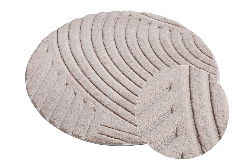 riess-ambiente Designteppich ART DECO Ø80cm beige/creme - rund, 3D-Strukturflor, Hoch-Tief-Effekt, rund, Höhe: 9 mm, weiche Haptik & für Fußbodenheizungen – ideal fürs Schlafzimmer Bild 2