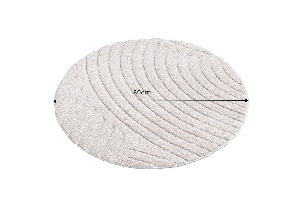 riess-ambiente Designteppich ART DECO Ø80cm beige/creme - rund, 3D-Strukturflor, Hoch-Tief-Effekt, rund, Höhe: 9 mm, weiche Haptik & für Fußbodenheizungen – ideal fürs Schlafzimmer Bild 3