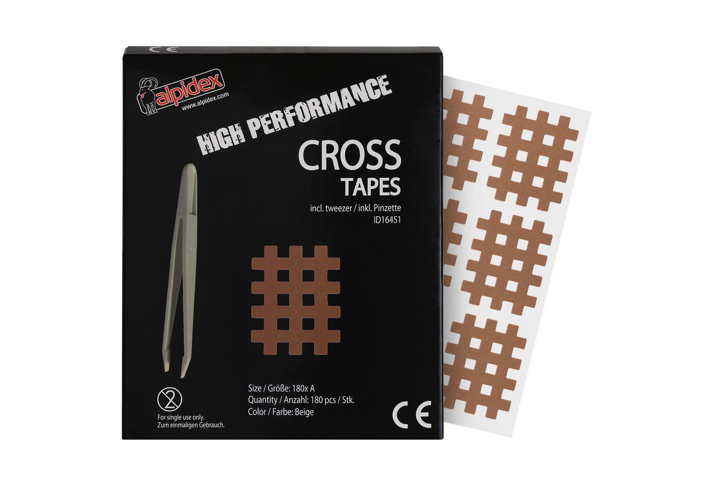 ALPIDEX Kinesiologie-Tape Cross Tape Gitter Tapes Gitterpflaster (180-St)