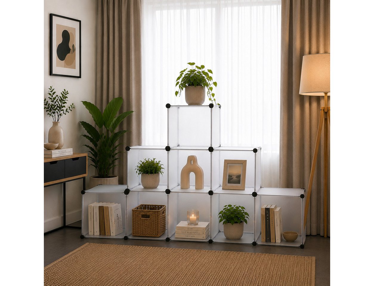 belviona Steckregal, modulares Würfelregal, platzsparendes Aufbewahrungsregal, 9 Fächer, Steckschrank mit Fächern für Schlafzimmer, Flur & Kinderzimmer Bild 5