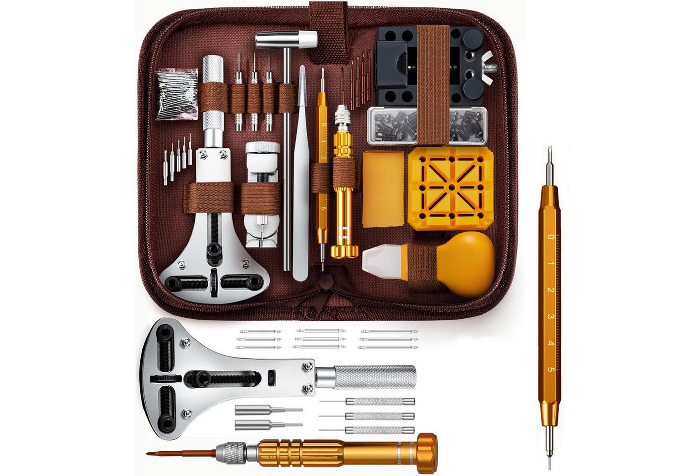 Coonoor Reparatur-Set Uhrenreparatur-Set mit Gehäuseöffner, Armbandentferner & Werkzeug, 149-St., für Batteriewechsel, Armbandkürzung & Wartung