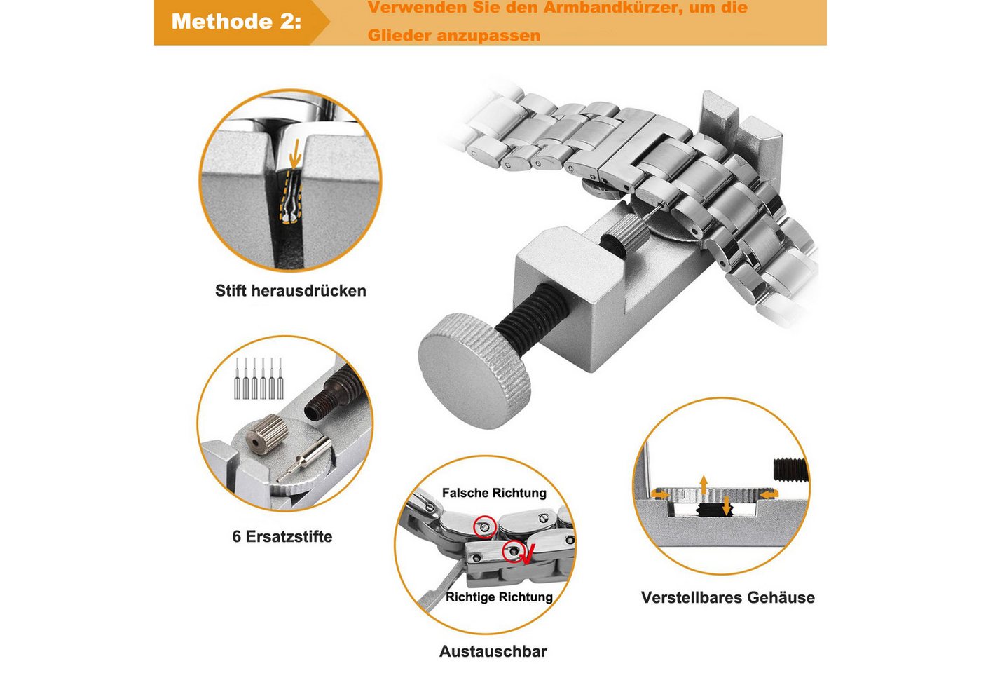 Coonoor Reparatur-Set Uhrenreparatur-Set mit Gehäuseöffner, Armbandentferner & Werkzeug, 149-St., für Batteriewechsel, Armbandkürzung & Wartung Bild 2