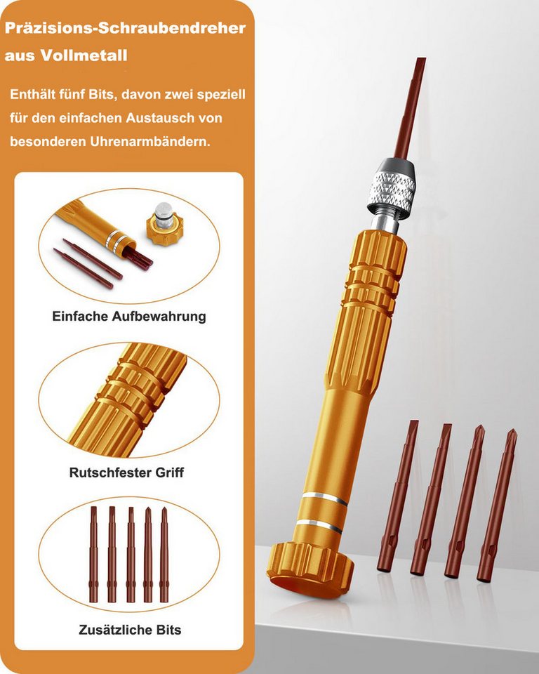 Coonoor Reparatur-Set Uhrenreparatur-Set mit Gehäuseöffner, Armbandentferner & Werkzeug, 149-St., für Batteriewechsel, Armbandkürzung & Wartung Bild 3