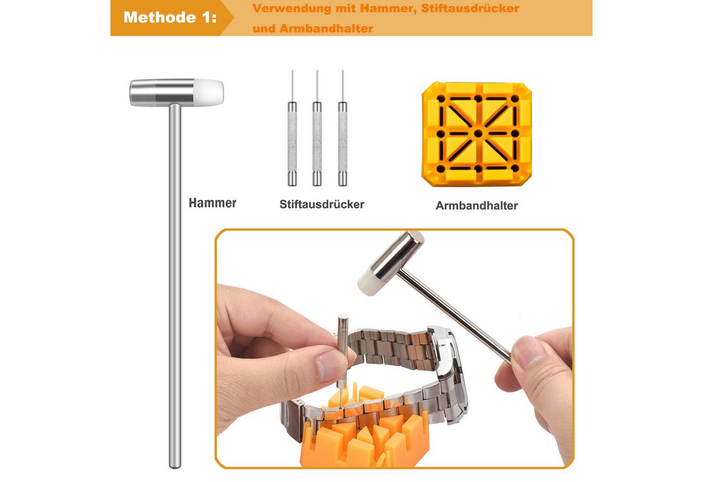 Coonoor Reparatur-Set Uhrenreparatur-Set mit Gehäuseöffner, Armbandentferner & Werkzeug, 149-St., für Batteriewechsel, Armbandkürzung & Wartung Bild 4