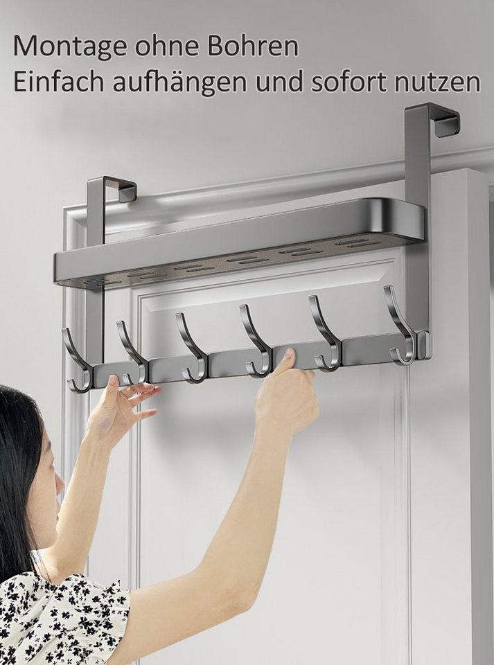 Jumpeak Türhaken türhaken zum einhängen, Türhaken, Aufbewahrung,6 Haken,haken tür, türhaken innenseite, haken zum einhängen, wandhaken, kleiderhaken tür Bild 3