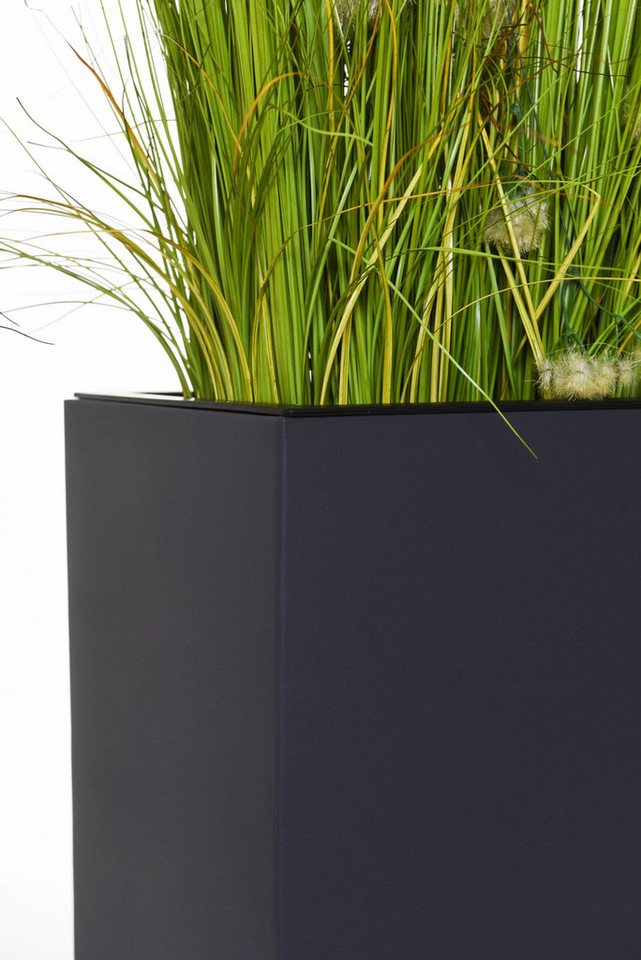 VIVANNO Pflanzkübel Zink BLOCK Säule - Anthrazit Matt (Set, 2 St), 29x29x80 cm