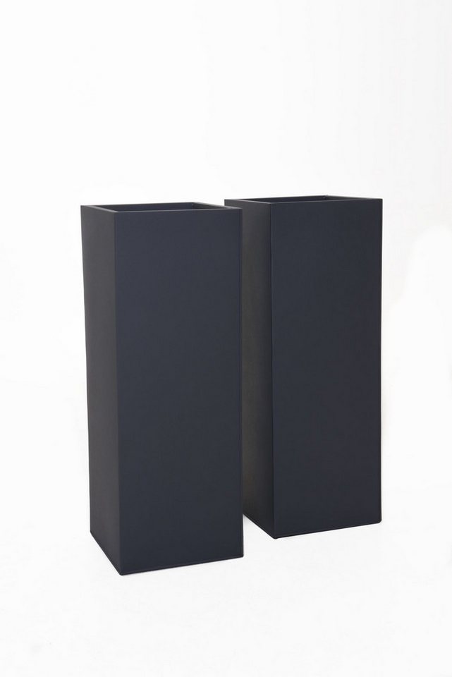 VIVANNO Pflanzkübel Zink BLOCK Säule - Anthrazit Matt (Set, 2 St), 29x29x80 cm Bild 2