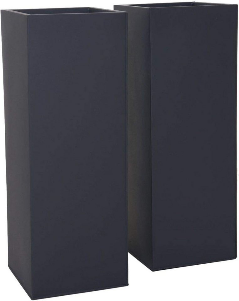 VIVANNO Pflanzkübel Zink BLOCK Säule - Anthrazit Matt (Set, 2 St), 29x29x80 cm Bild 3