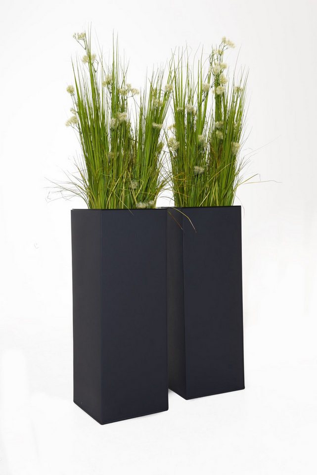 VIVANNO Pflanzkübel Zink BLOCK Säule - Anthrazit Matt (Set, 2 St), 29x29x80 cm Bild 5