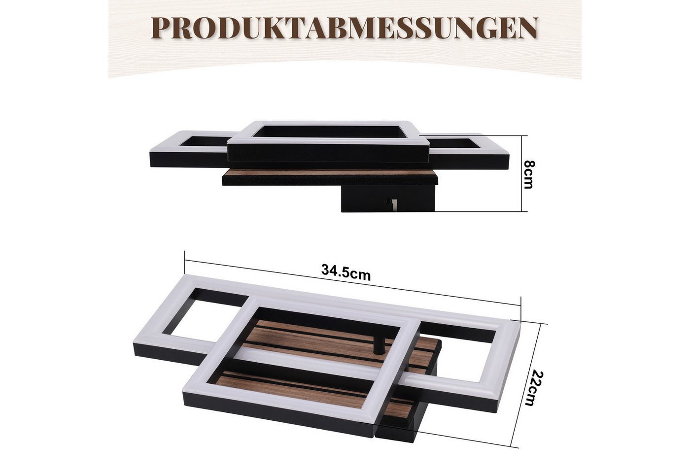 ZMH Deckenleuchte Deckenlampe Holz Moderne 14/21W Wohnzimmer Schlafzimmer Esszimmer, LED fest integriert, Warmweiß, Die Leuchte eignet sich für Räume von 8-15 Quadratmetern. Bild 3