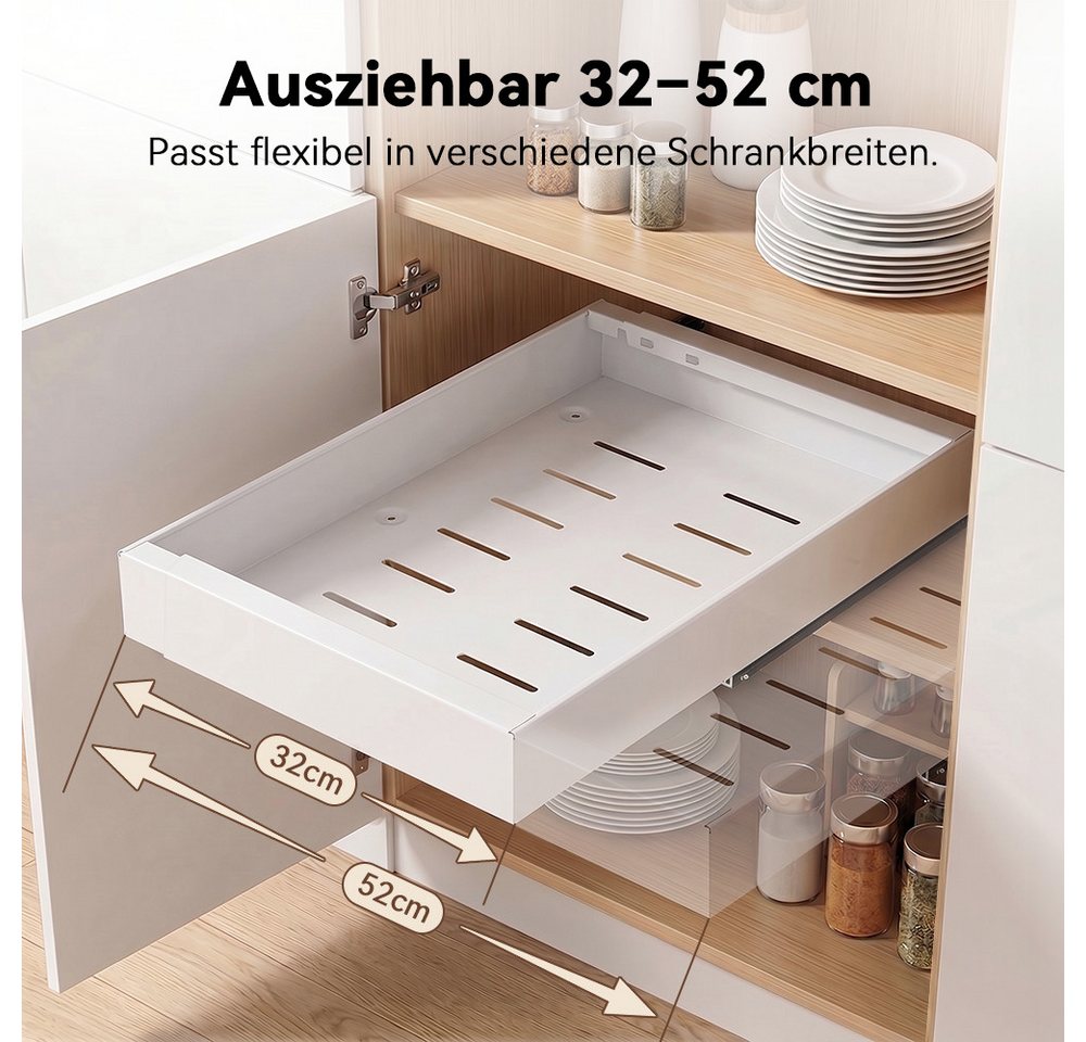 VIVREAL Küchenorganizer-Set Teleskopschublade küche 32–52 / 42–68 cm, ohne Bohren, Carbonstahl, (2-tlg), Flexibel ausziehbar, bis 15 kg belastbar, für Küche Speisekammer Bild 5