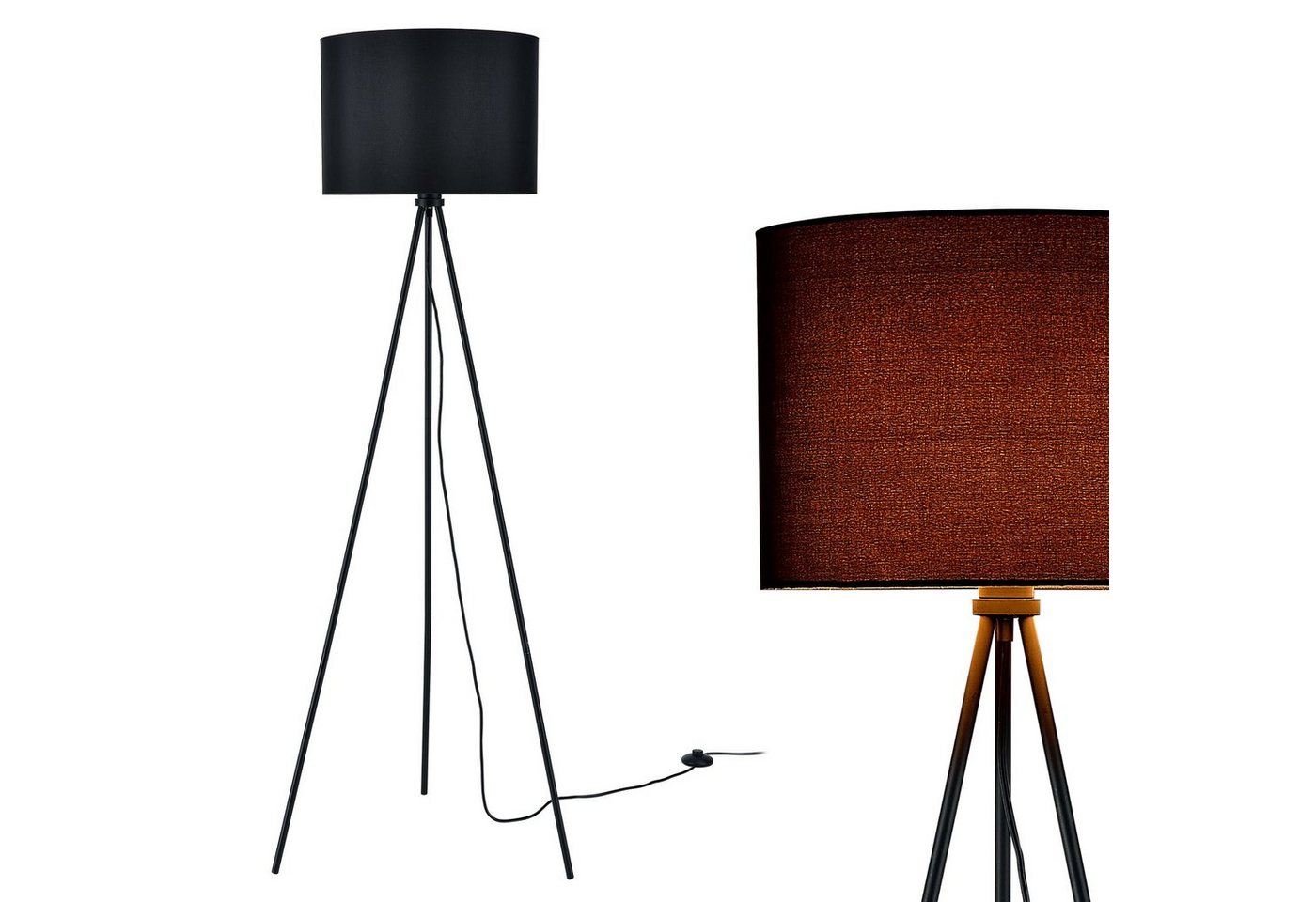 lux.pro Stehlampe, ohne Leuchtmittel, »Dreifuß« schwarz Höhe 150cm Bild 2