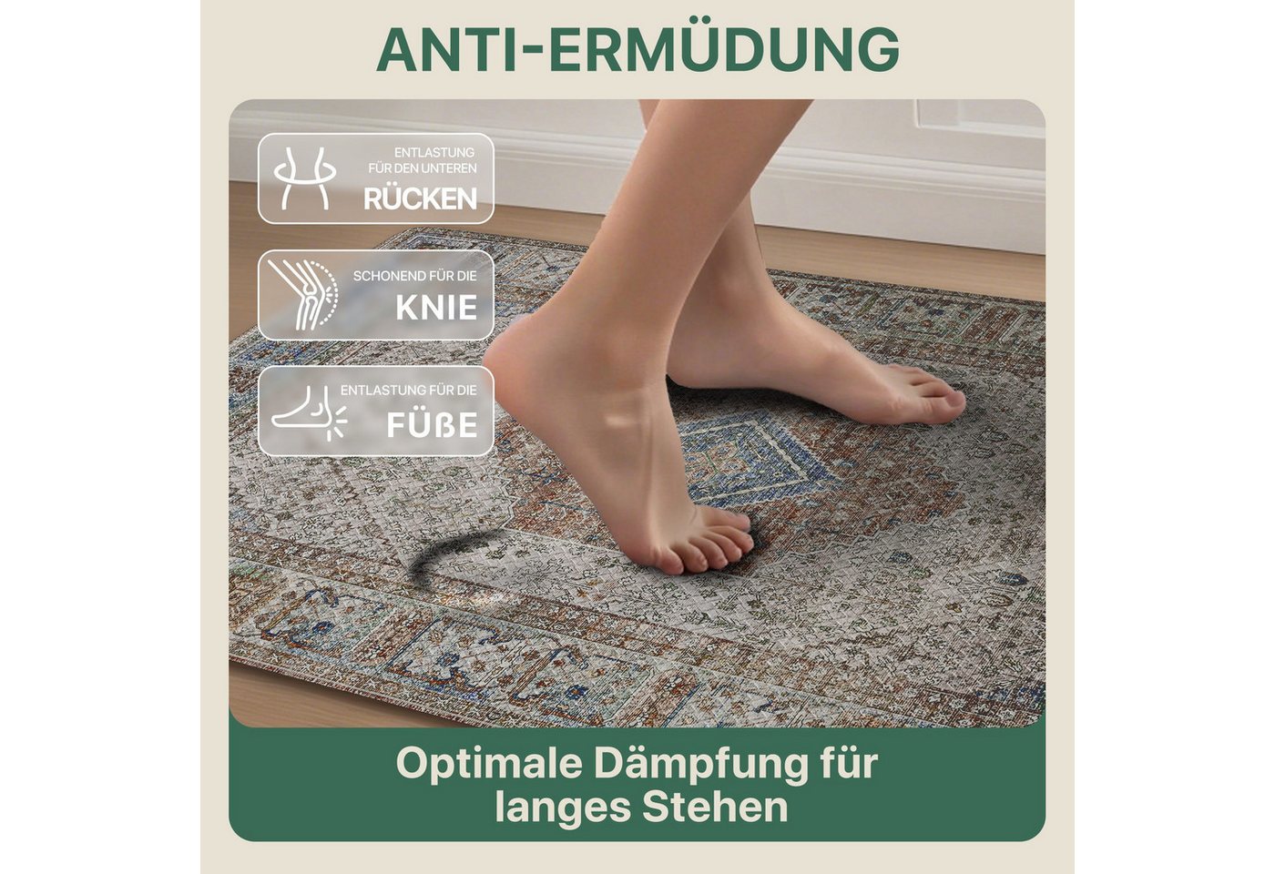 GENIMO Teppich 2er Set PVC NO-Pile Küchenteppich, Ermüdungsmindernde Küchenläufer, rechteckig, 43x119cm&43x76cm, orange Bild 4