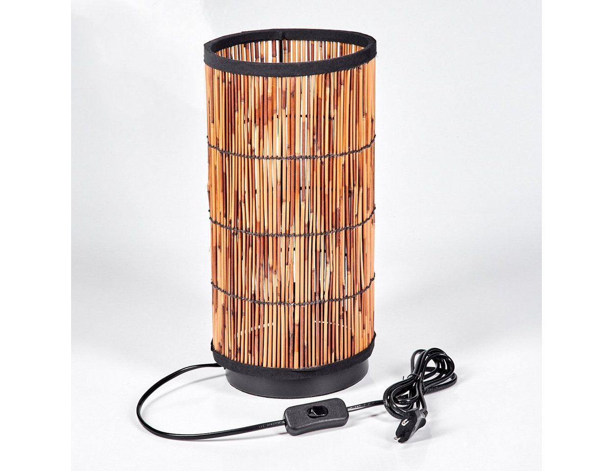hofstein Tischleuchte moderne Tischlampe aus Metall/Rattan in Schwarz/Natur, ohne Leuchtmittel, Lampe skandinavischen Design, Höhe 35 cm, 1 x E27, ohne Leuchtmittel Bild 4