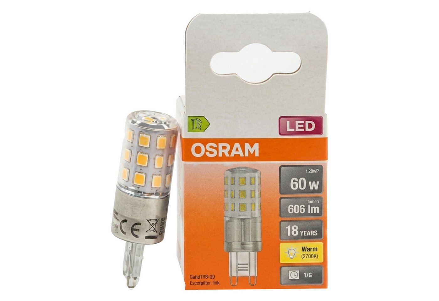 Osram LED-Leuchtmittel OSRAM LED PIN G9 4.9W 827 Clear – Warmweißes Licht im 6er-Pack, 6 St.